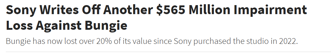 Bungie’s valuation has dropped by roughly 20%
