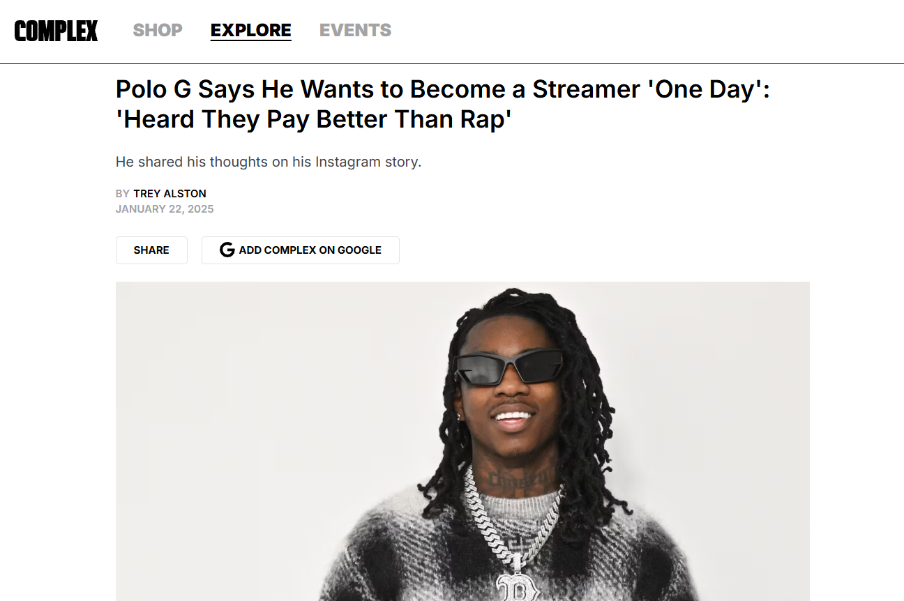 POLO G TAKE on streaming